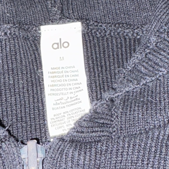 ALO Yoga Scholar Knit Cargo Full Zip Cropped Jacket Black - Picture 6 of 6